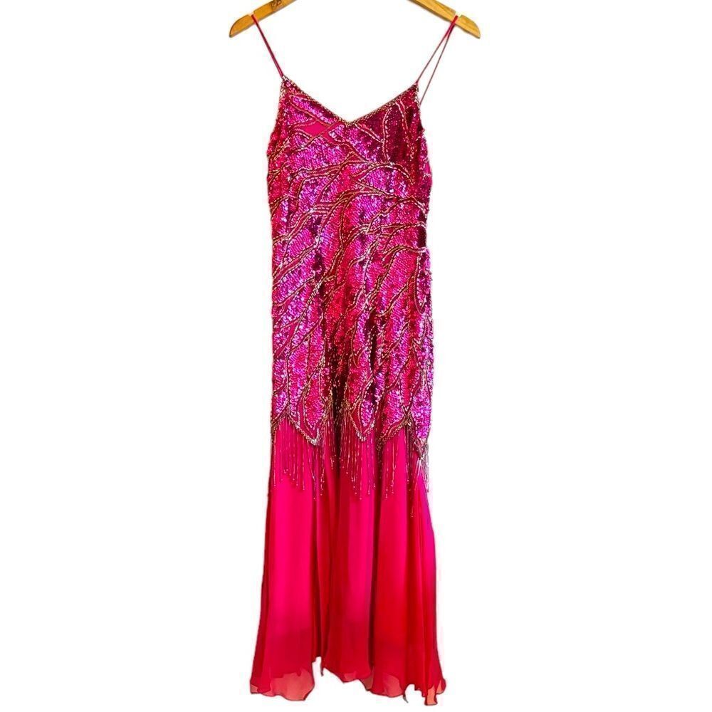 Sho Max Originals Pink Beaded Midi Dress